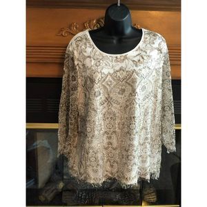 By Chico's Multi-Color Lace Top Size 3 (XL)
